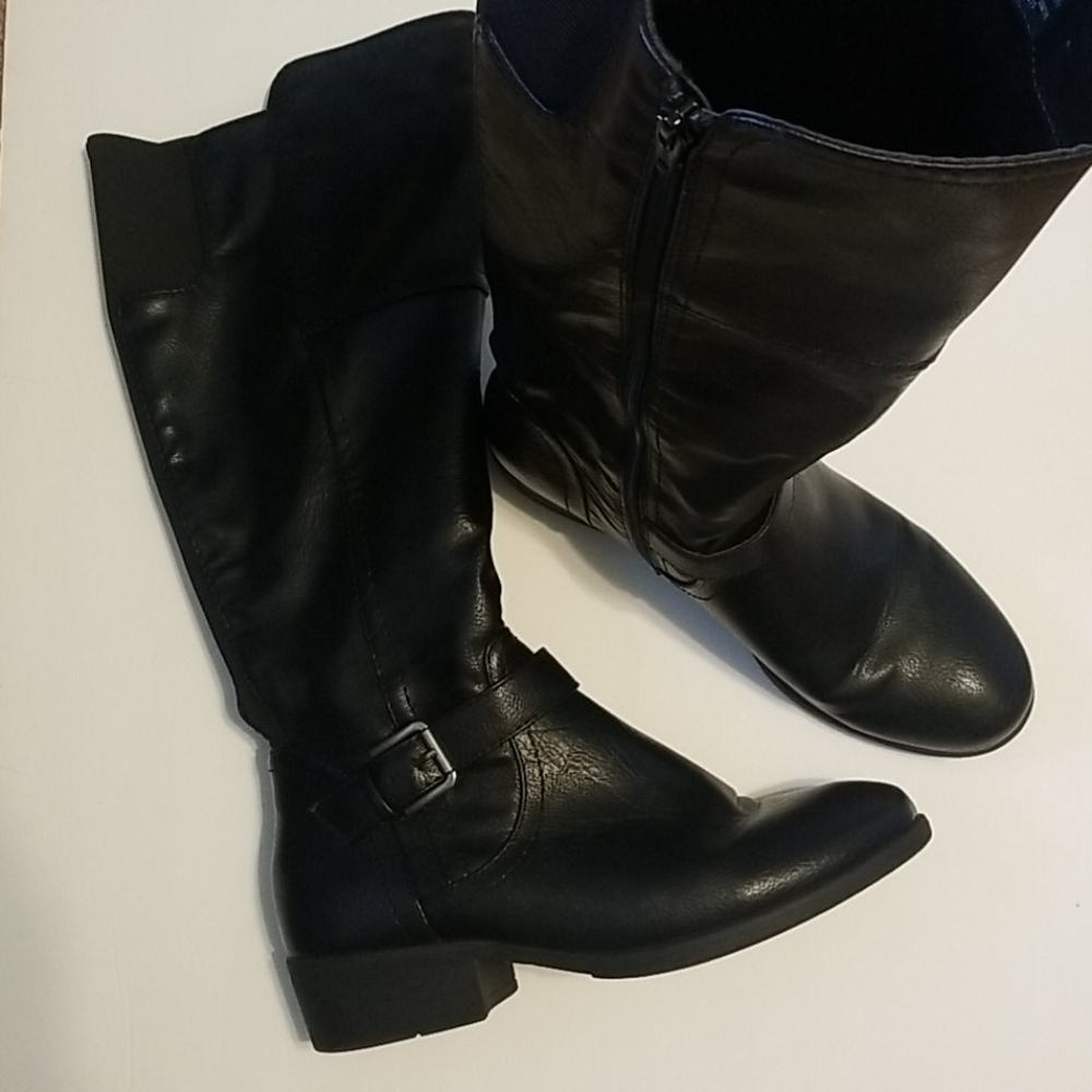 Black leather boots